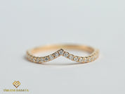 Chevron Wedding Ring | Diamond Nesting Band | Stackable Wedding Ring -