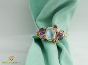 Moonstone Engagement Ring | Sapphire Cluster Ring | June Birthstone Jewelry -