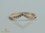 Chevron Diamond Wedding Ring | Nesting Diamond Band | Stackable Wedding Ring for Women -