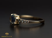 Rainbow Moonstone Ring | Round Moonstone | Diamond Engagement Ring -