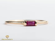 Ruby Baguette Stacking Ring | Dainty July Birthstone Ruby Ring | Everyday Minimal Ruby Ring -