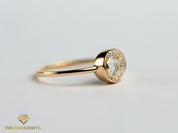GIA Diamond Half Moon Engagement Ring | Certified Halo Diamond Ring | Promise Ring -