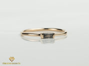 Gray Diamond Baguette Ring | Salt and Pepper Diamond Stacking Ring | Minimalist Design -