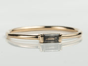 Gray Diamond Baguette Ring | Salt and Pepper Diamond Stacking Ring | Minimalist Design -