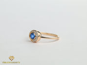 Blue Sapphire Diamond Engagement Ring | Art Deco Sapphire & Diamond Ring | Birthstone Engagement Ring -