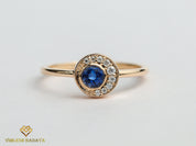 Blue Sapphire Diamond Engagement Ring | Art Deco Sapphire & Diamond Ring | Birthstone Engagement Ring -