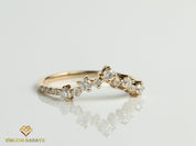 Diamond Cluster Ring | Curved Wedding Band | Stacking Diamond Ring | Elegant Diamond Wedding Band -