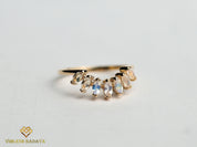 Moonstone Wedding Band | Rainbow Moonstone Curved Stacking Ring | June Birthstone -