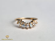 Moonstone Wedding Band | Rainbow Moonstone Curved Stacking Ring | June Birthstone -
