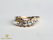 Moonstone Wedding Band | Rainbow Moonstone Curved Stacking Ring | June Birthstone -