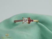 GIA Princess Diamond, Ruby & Sapphire Ring | Anniversary Engagement Ring -