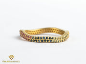 Rainbow Sapphire Full Eternity Ring | Multi-Sapphire Wedding Band | Ombre Pave Sapphire Band -