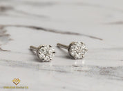 Solid Gold Invisible Set Tiny Diamond Stud Earrings | Round Diamond Earrings | Anniversary Gift -
