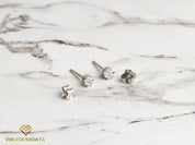 Solid Gold Invisible Set Tiny Diamond Stud Earrings | Round Diamond Earrings | Anniversary Gift -