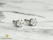 Solid Gold Invisible Set Tiny Diamond Stud Earrings | Round Diamond Earrings | Anniversary Gift -