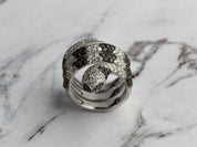 Diamond Pave Snake Ring | Solid Gold Unique Cocktail Ring | Black & White Diamonds -