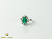2.5 Carat Emerald & Diamond Engagement Ring | Art Deco Oval Cut Emerald Ring -