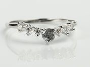 Curved Gray Diamond Wedding Band | Salt & Pepper Diamond | Stackable Wedding Ring -
