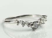 Curved Gray Diamond Wedding Band | Salt & Pepper Diamond | Stackable Wedding Ring -