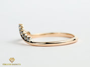 Chevron Diamond Ring | Nesting Band | Salt & Pepper Wedding Ring -