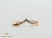 Chevron Diamond Ring | Nesting Band | Salt & Pepper Wedding Ring -