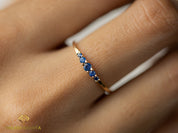 Blue Sapphire Stacking Ring | Minimalist Eternity Band | Solid Gold Jewelry -