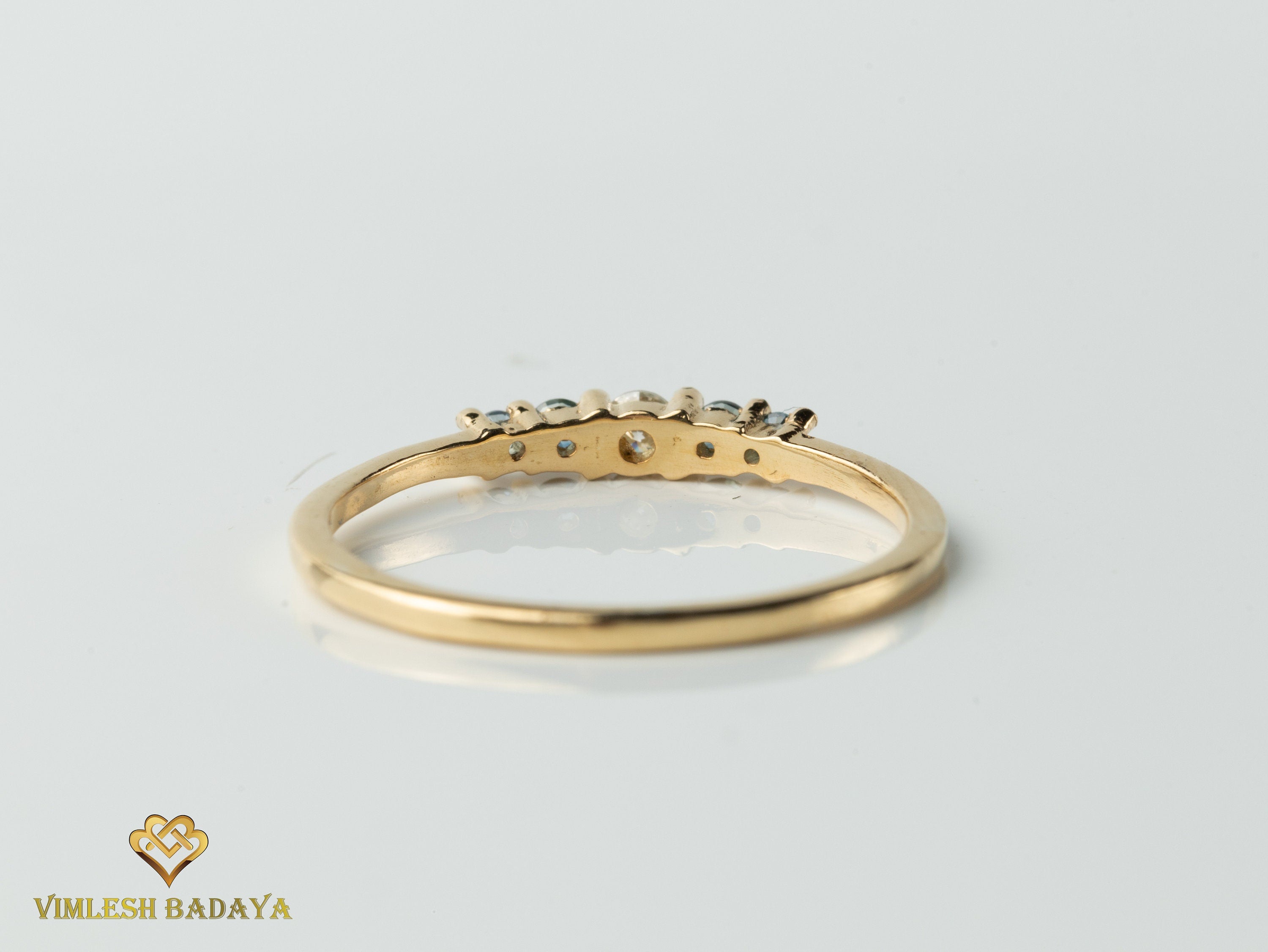 Teal Sapphire Diamond Stacking Ring | Dainty Australian Sapphire | Stackable Ring -