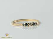 Teal Sapphire Diamond Stacking Ring | Dainty Australian Sapphire | Stackable Ring -