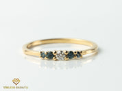 Teal Sapphire Diamond Stacking Ring | Dainty Australian Sapphire | Stackable Ring -