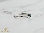 Teal Sapphire Ring | Peacock Sapphire Stacking Ring | Solid Gold Parti Sapphire Ring -