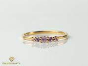 Pink Sapphire Ring | 5 Stone Stacking Ring | Half Eternity Sapphire Stacking Ring -