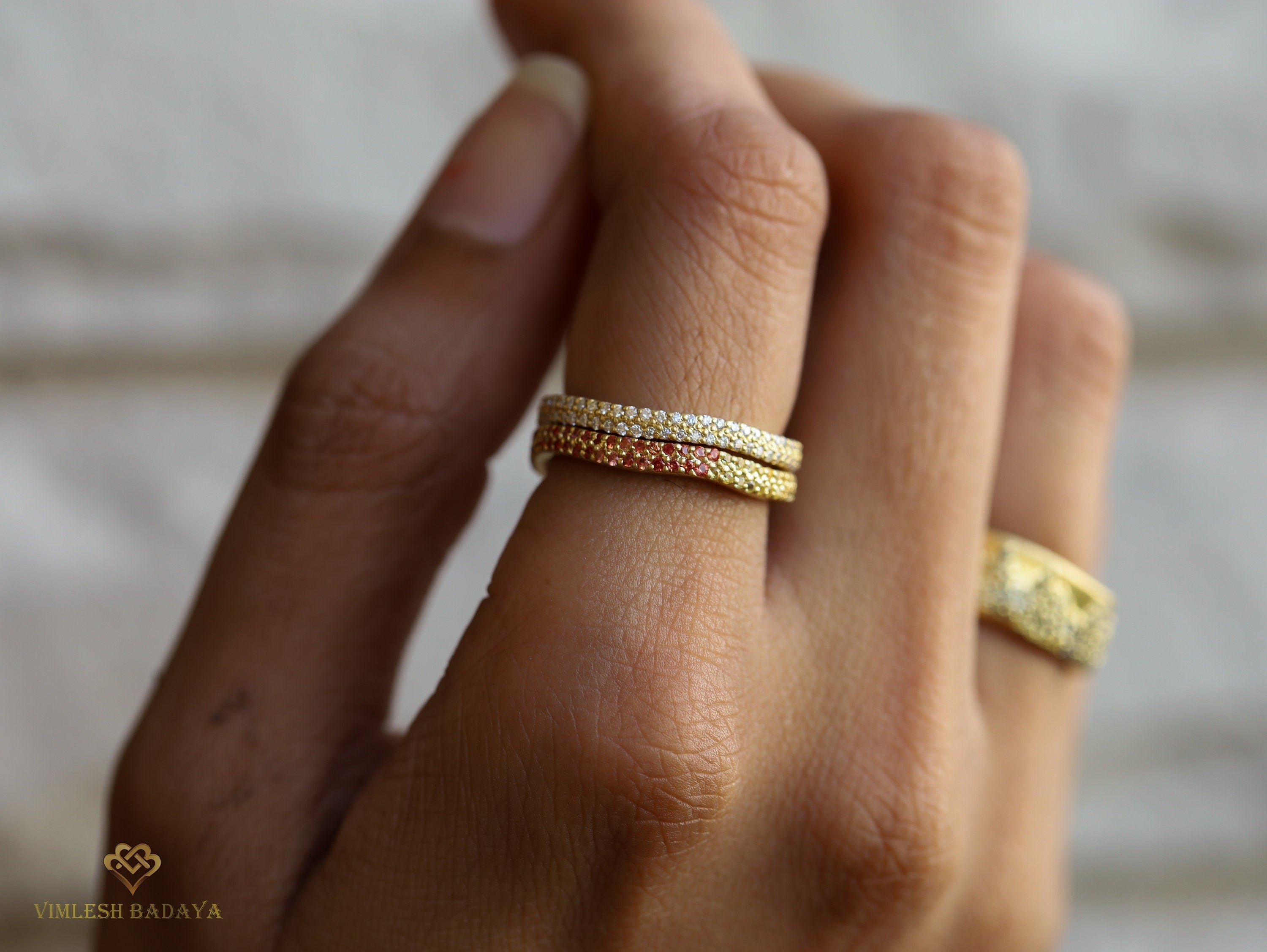 Double Layered Wave Diamond Wedding Band | Pave Diamond Full Eternity Ring | Anniversary Diamond Ring -