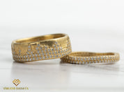 Double Layered Wave Diamond Wedding Band | Pave Diamond Full Eternity Ring | Anniversary Diamond Ring -