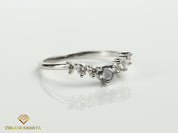 Curved Gray Diamond Wedding Band | Salt & Pepper Diamond | Stackable Wedding Ring -