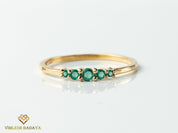 Emerald Stacking Ring | Dainty 5-Stone Emerald Ring | May Birthstone Gold Ring -