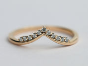 Chevron Diamond Ring | Nesting Band | Salt & Pepper Wedding Ring -