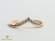 Chevron Diamond Ring | Nesting Band | Salt & Pepper Wedding Ring -