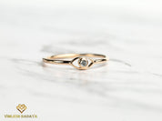 Solid Gold Gray Diamond Evil Eye Ring | Salt Pepper Diamond | Gold Evil Eye Good Luck Ring -