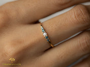 Teal Sapphire Diamond Stacking Ring | Dainty Australian Sapphire | Stackable Ring -