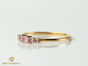 Pink Sapphire Ring | 5 Stone Stacking Ring | Half Eternity Sapphire Stacking Ring -