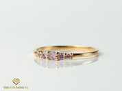 Pink Sapphire Ring | 5 Stone Stacking Ring | Half Eternity Sapphire Stacking Ring -