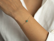 7 Stone Emerald Cluster Bracelet | Thin Gold Bracelet | Everyday Jewelry | Cluster Emerald Bangle -