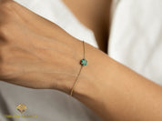 7 Stone Emerald Cluster Bracelet | Thin Gold Bracelet | Everyday Jewelry | Cluster Emerald Bangle -