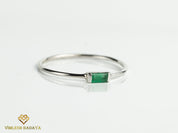 9k Emerald Baguette Stacking Ring | May Birthstone Dainty Ring | Ready to Ship Emerald Ring -