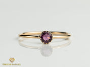 Rhodolite Garnet Ring | Pink Garnet Stacking Ring | Dainty Rose Garnet Gift Ring -