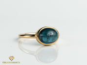 Blue Tourmaline Ring | Oval Cabochon | Indicolite Tourmaline Ring -