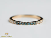 Blue Diamond & White Diamond Wedding Band | Minimalist Multi-Color Eternity Ring | Thin Stacking Ring -