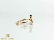 Solid Gold Diamond Om Ring | Gift Ring with Diamonds for Her -
