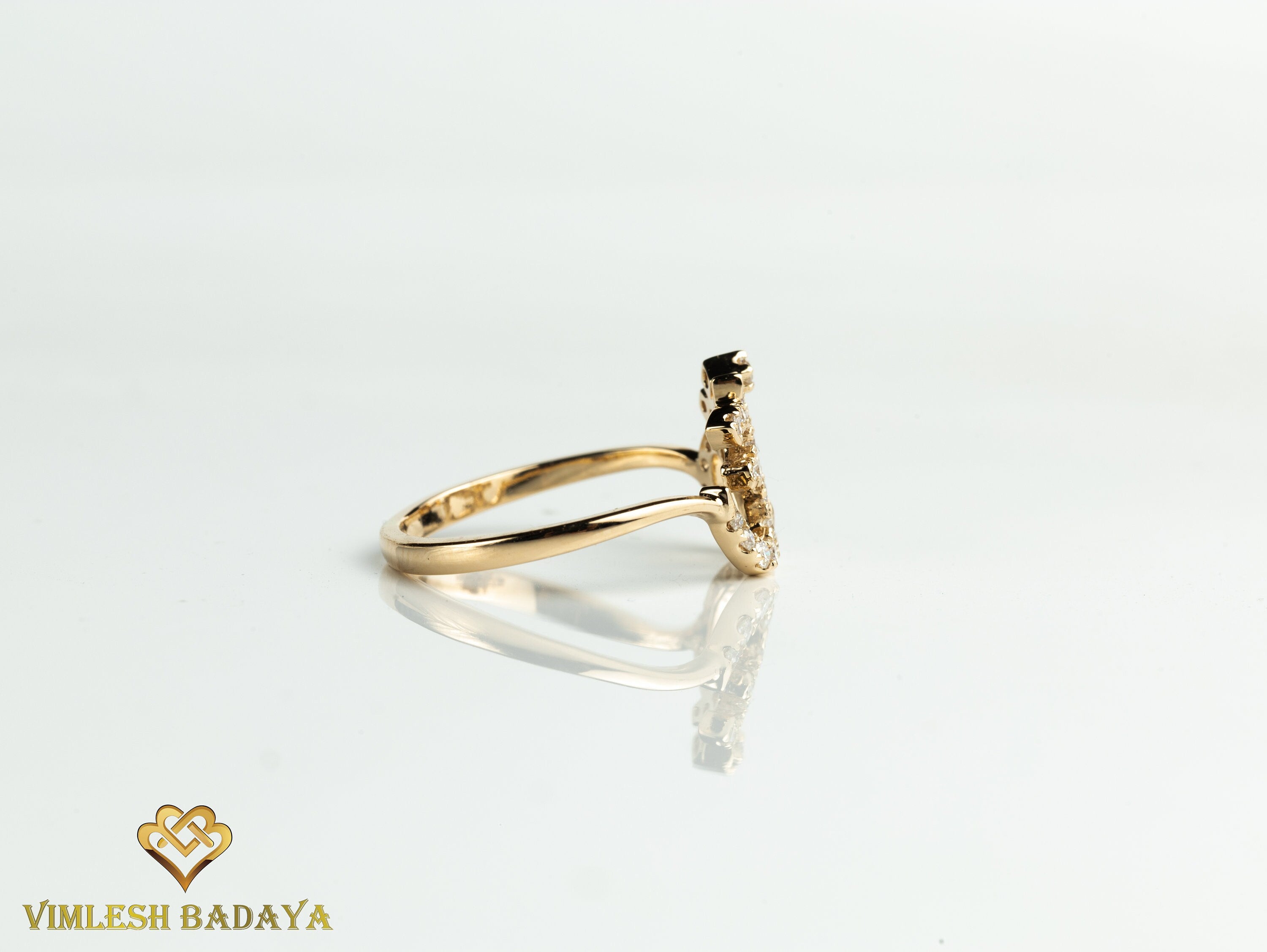 Solid Gold Diamond Om Ring | Gift Ring with Diamonds for Her -