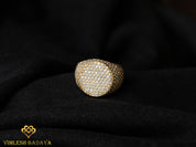 Iced Out Diamond Signet Ring | Solid Gold Men's Wedding Ring | Father's Day Gift -